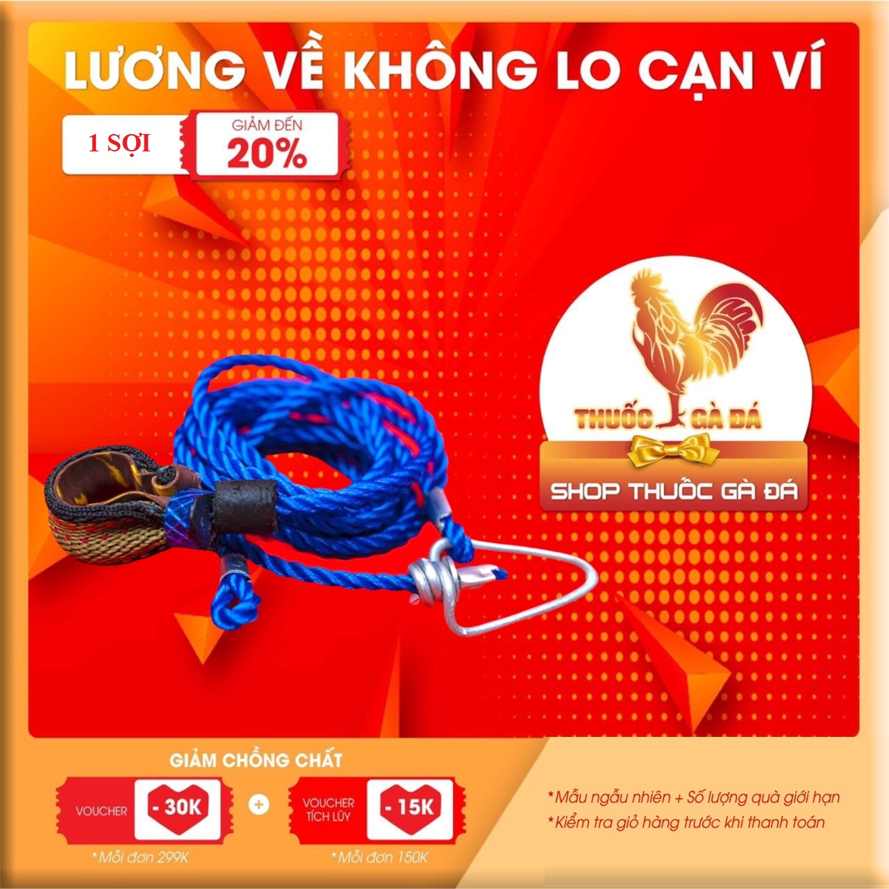 Dây cột chân gà bằng dây thừng dài 2m