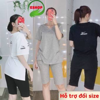Set đồ bộ nữ ngố quần lửng thun cotton co giãn dễ thương big size sang trọng Đồ bộ nữ mặc nhà đồ bộ ngủ bigsize 45-85kg đẹp thể thao trung niên đi chơi mùa hè  AD15 ESHOP