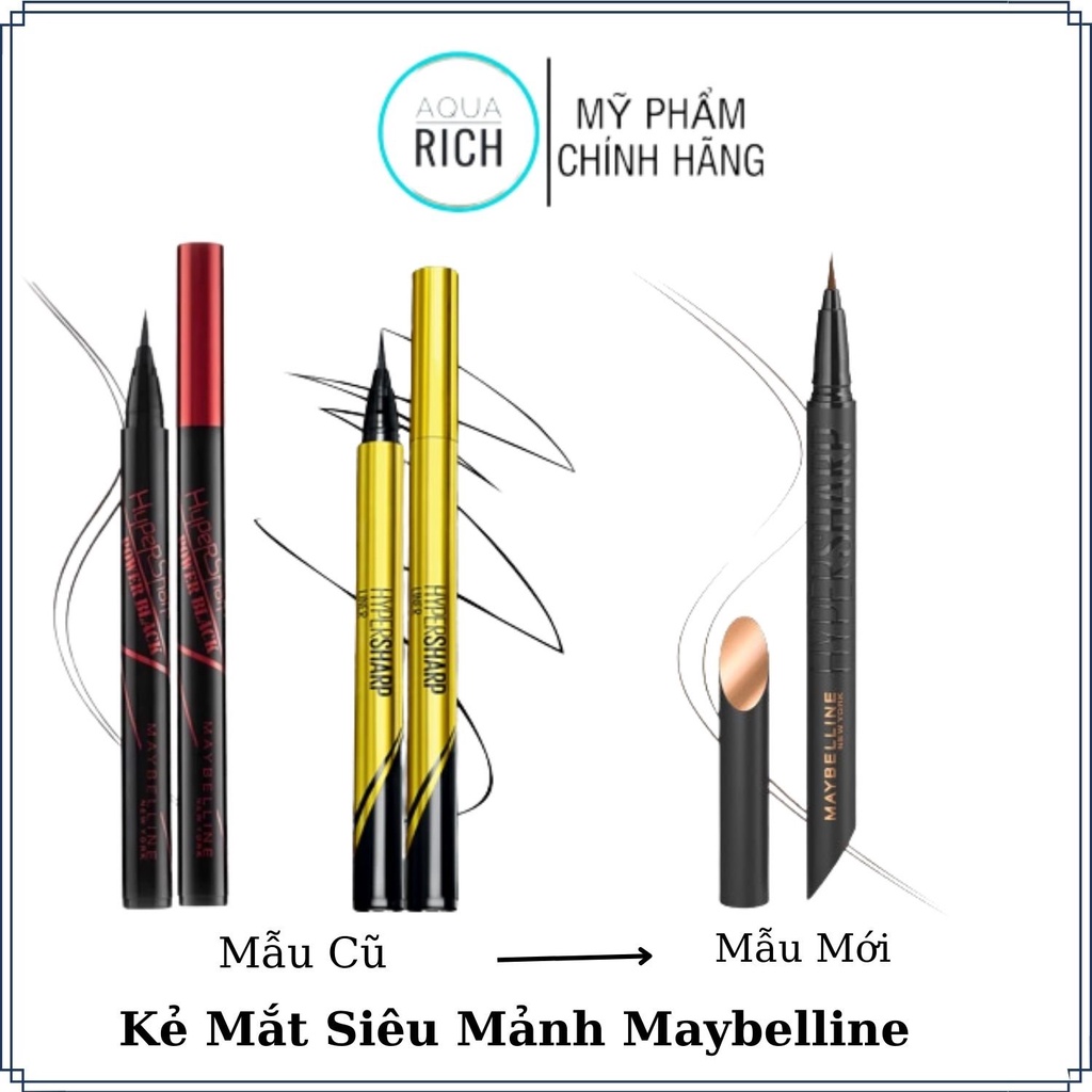 Bút kẻ mắt nước Maybelline Hyper Sharp Liner Đen 0.5g vỏ vàng