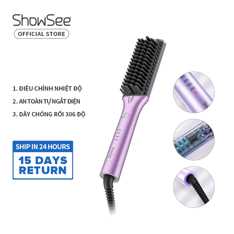 ShowSee dụng cụ chăm sóc tạo kiểu tóc lược tạo kiểu chảy thẳng, lược điện chảy tóc thẳng E1-V