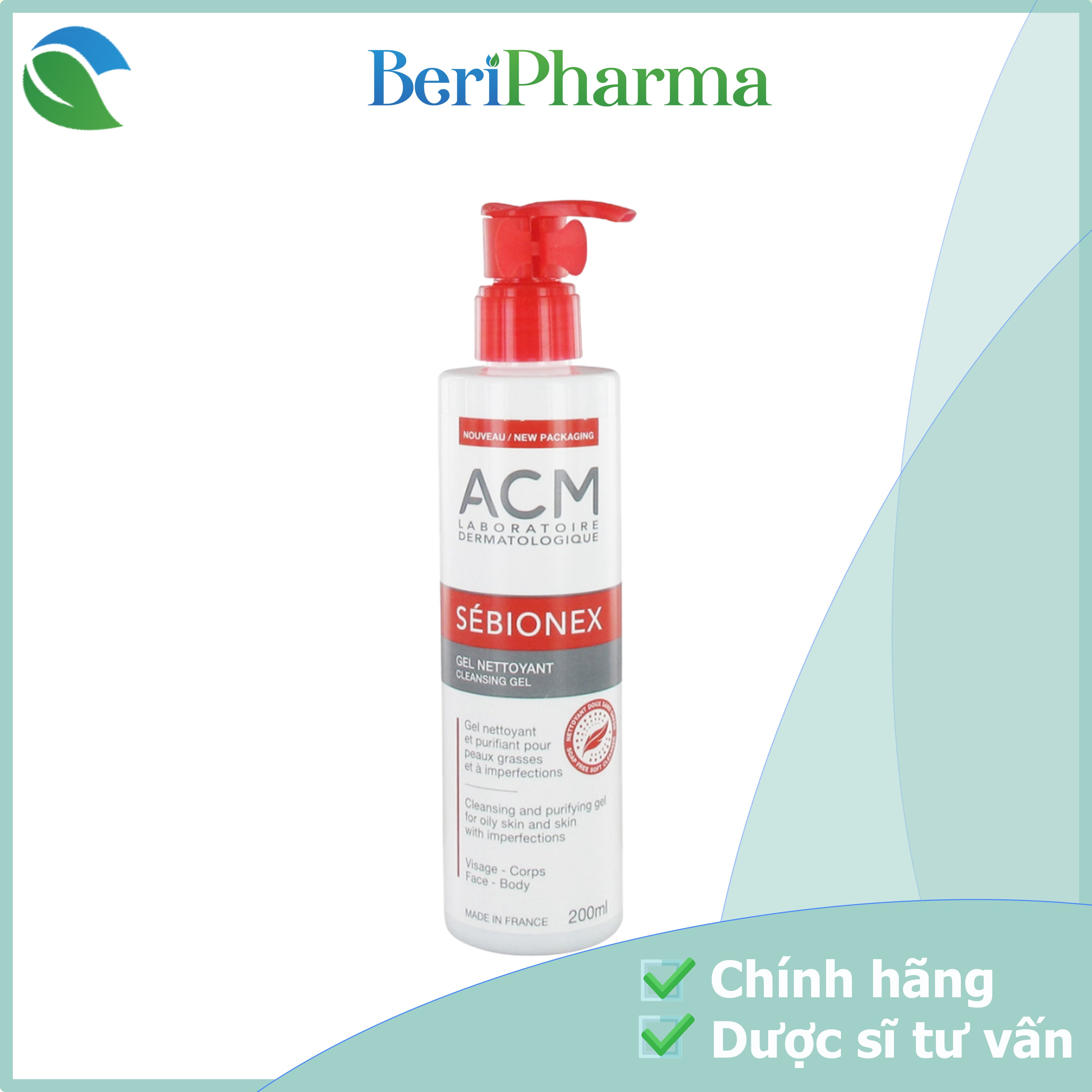 ✅[CHÍNH HÃNG] ACM Sữa Rửa Mặt Làm Sạch Sâu Cho Da Dầu Mụn Sebionex Cleansing Gel 200ml