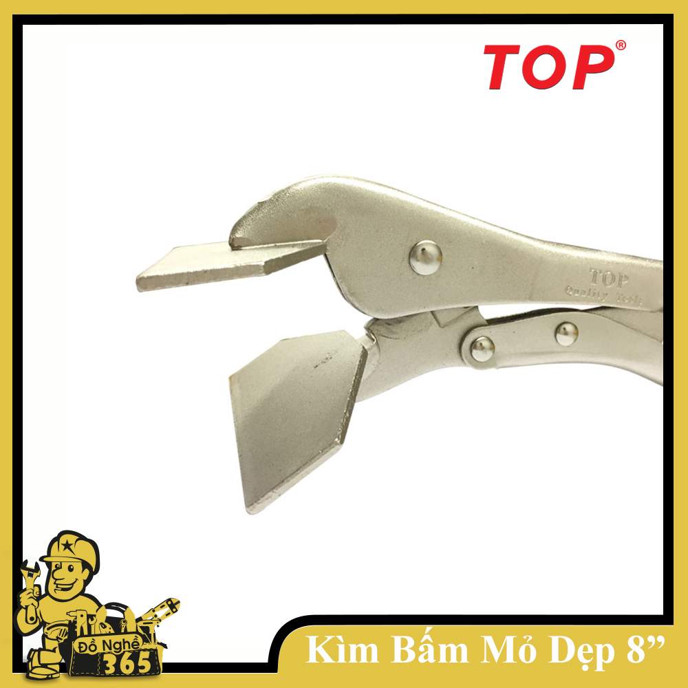 Kìm bấm miệng dẹp 8" Top - Công dụng: kẹp, giữ cố đinh, uốn cạnh, bẻ góc Được chế tạo bằng thép CR-V