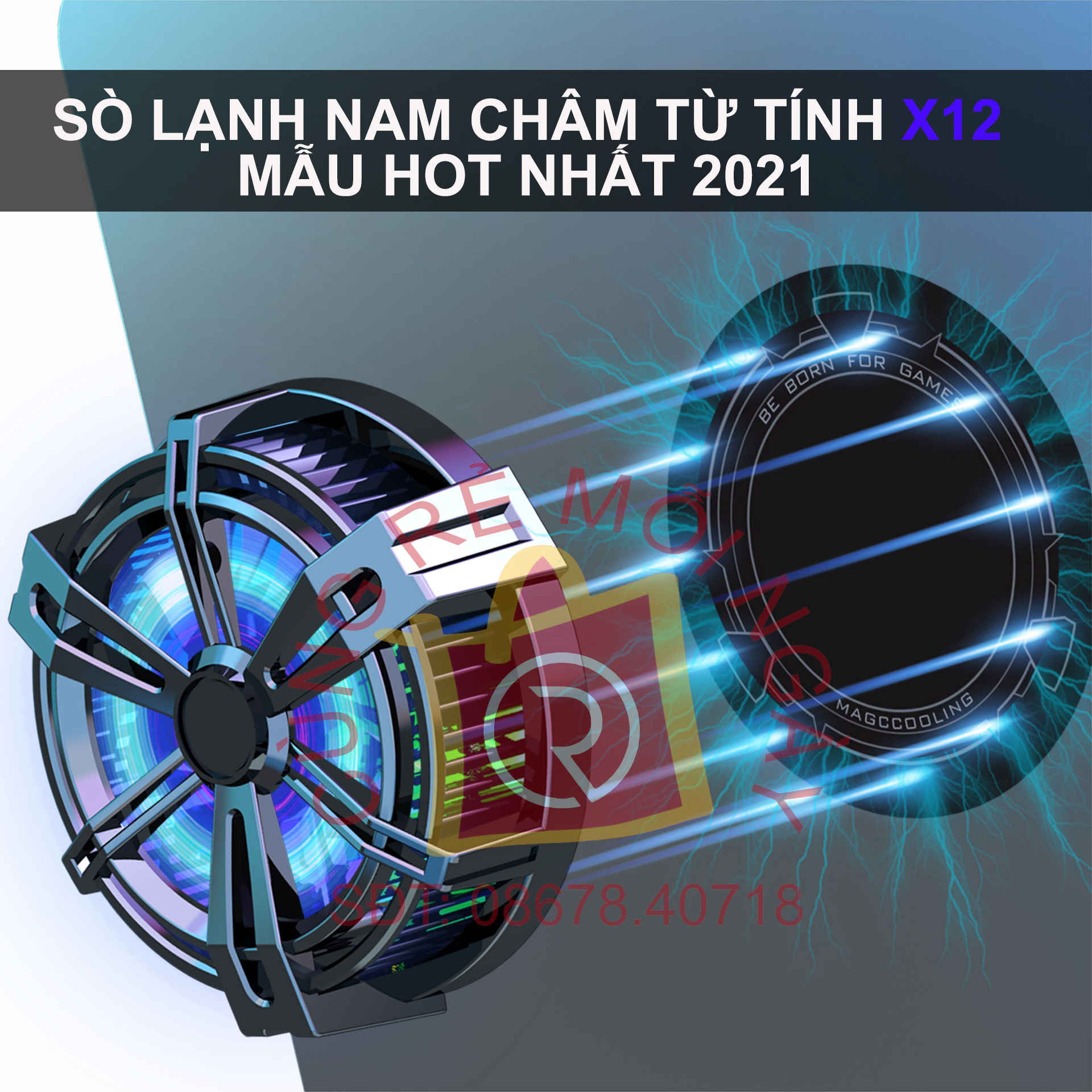 Quạt tản nhiệt điện thoại sò lạnh hút nam châm X12 - Tản nhiệt sò lạnh bán dẫn X12 cho iPad, máy tính bảng, điện thoại