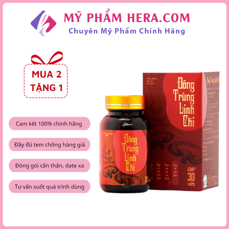 Viên uống đông trùng linh chi chính hãng true natural lọ 30 viên giúp bồi bổ cơ thể tăng sức đề kháng chống suy nhược cơ thể