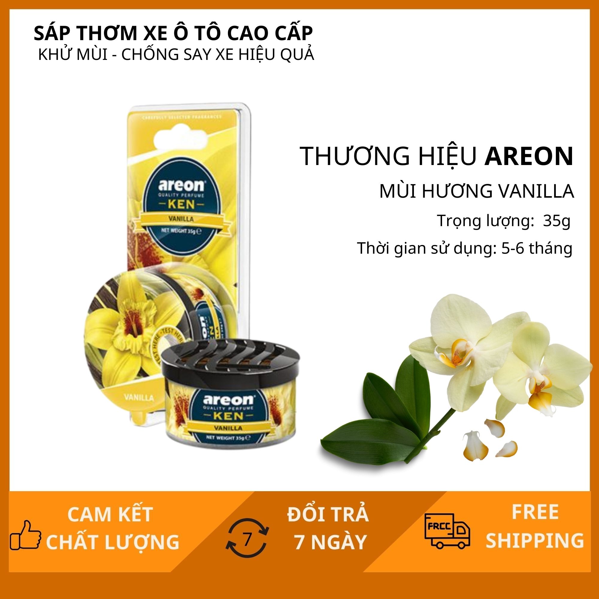 [Chính hãng 100%] Sáp thơm xe ô tô Areon Ken hương Vani- Nước Hoa Oto Cao Cấp nhập khẩu Bulgaria Khử Mùi Xe Ô Tô Hiệu Quả