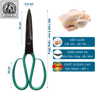 Kéo 12cm, kéo cắt thịt gà, cắt may, cắt thịt đa dụng Siêu sắc bén Thép Nhíp Xe - Dao Kéo Hoàng Lâm - Đa Sỹ - HL28