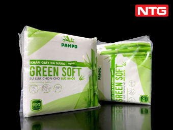 Khăn giấy vuông PAMPO GREEN SOFT (33x33cm), 100 tờ, giá tốt