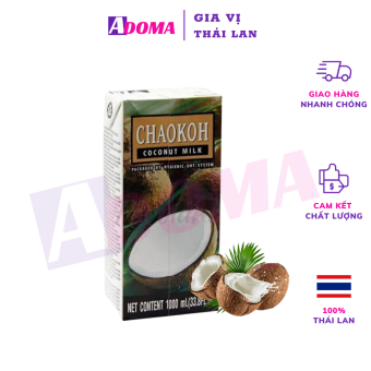 Nước cốt dừa Chaokoh Thái Lan 1000ml nguyên chất nấu canh Tomyum, xôi, làm bánh ngon đặc sánh