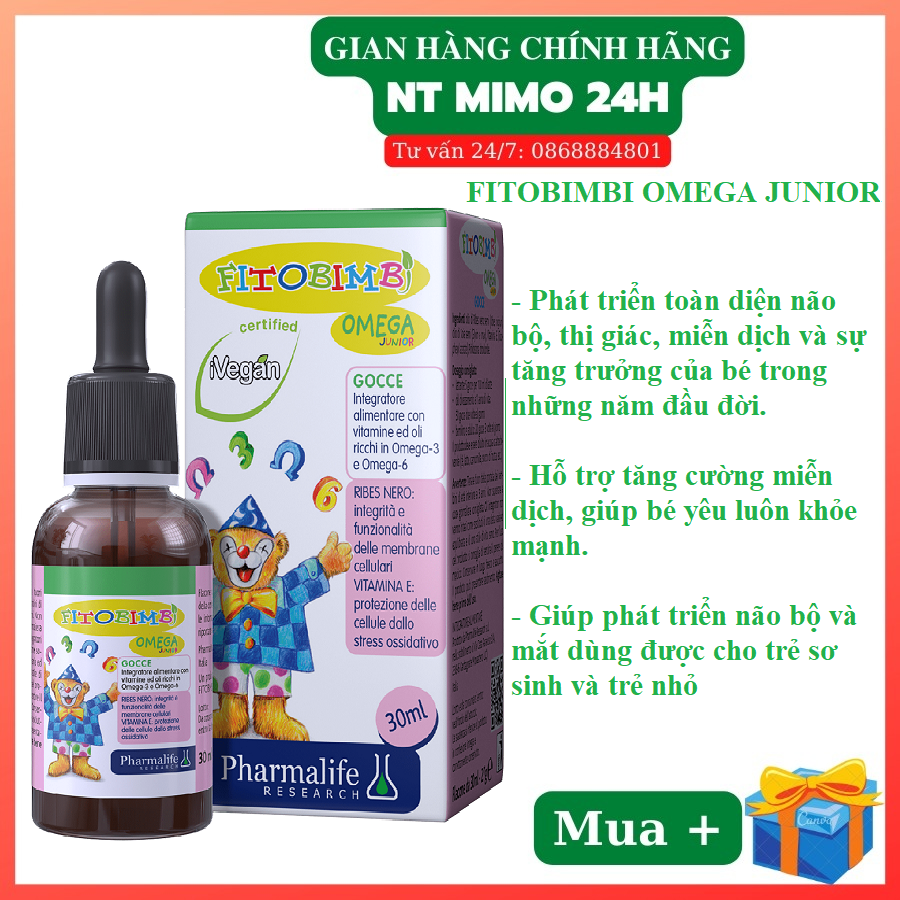 [Free ship + Quà Tặng Ngẫu Nhiên] Fitobimbi Omega Junior Bổ Sung Giúp Bé Phát Triển Trí Não Toàn DiệnTốt Cho Mắt