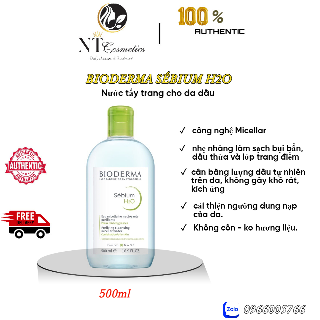 Nước tẩy trang bioderma sebium h2o da dầu - 500ml