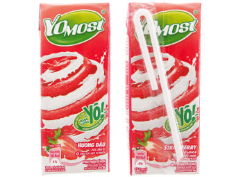 LỐC 4 HỘP SỮA YOMOST HƯƠNG DÂU 180ML