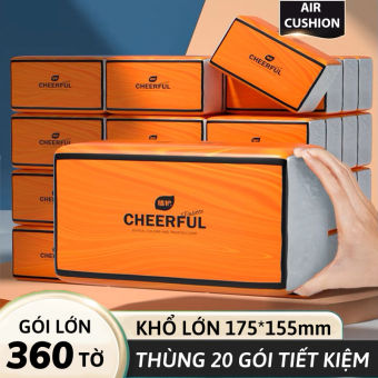Giấy ăn cao cấp CHEERFUL nội địa Trung thùng 20 gói rút, khăn giấy siêu dai chất liệu bột gỗ nguyên sinh không bụi vụn