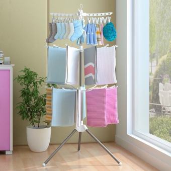 3 tier multi-function folding hanging rod baby infant towel rack inside clothes hanger