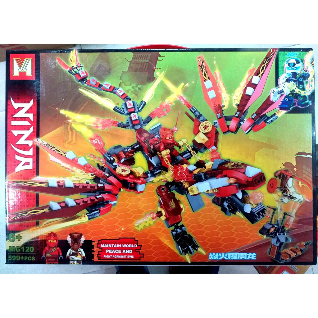Đồ chơi lắp ráp ninjago mẫu ninja Kai và rồng lửa chiến đấu với rắn - Brown Pyro Snake xếp hình MG120