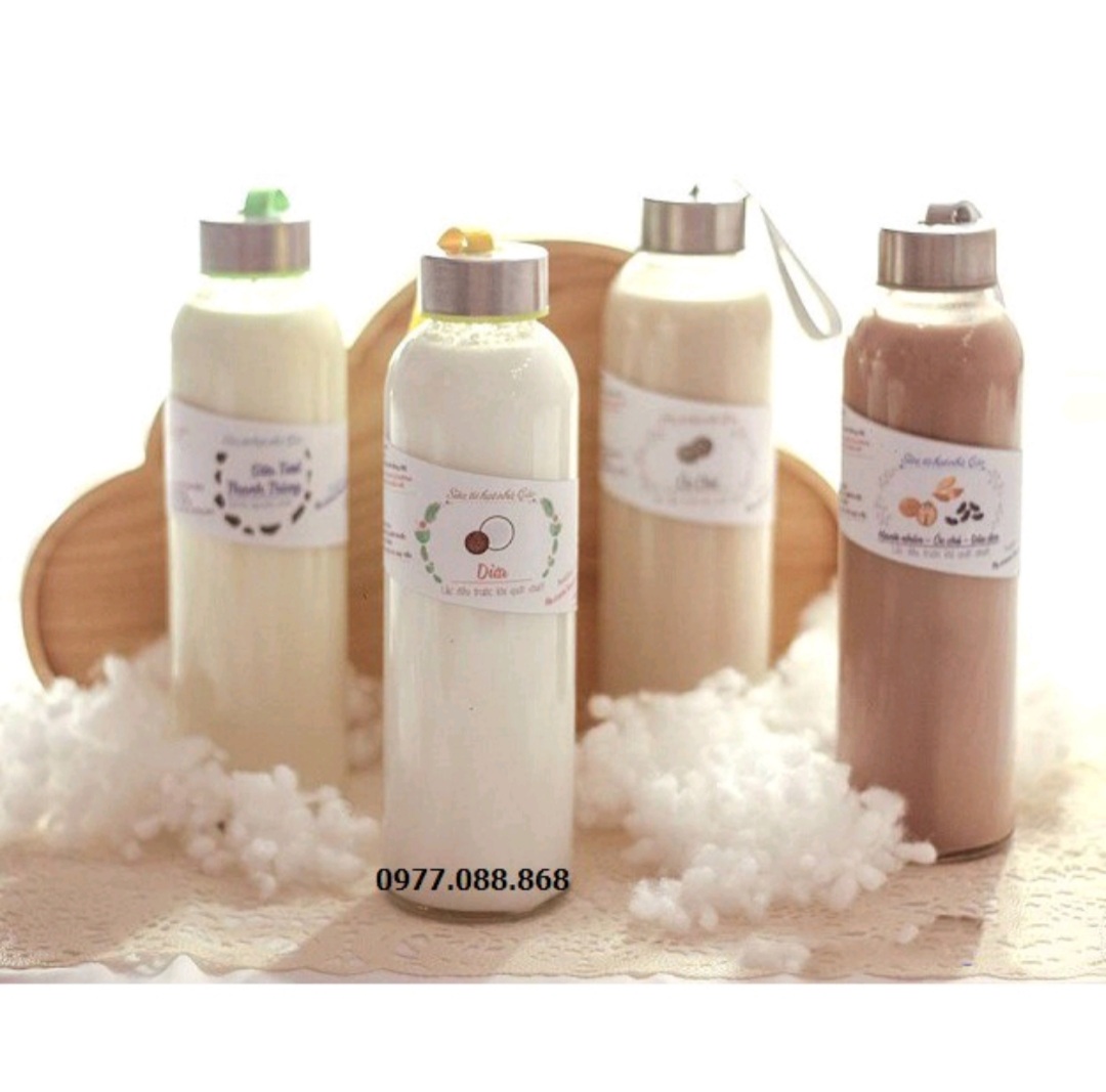 Combo 10 bình thủy tinh dây xách 500ml nắp Bạc