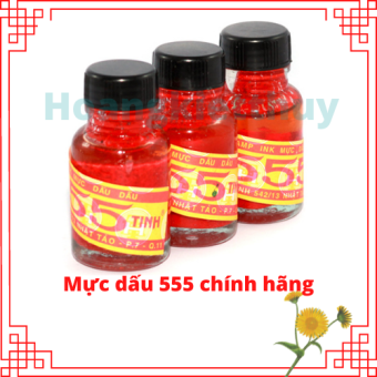 Mực đóng dấu 555 Huê Tinh chai thủy tinh