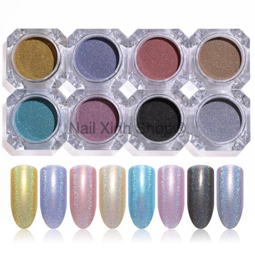 Bột crom nhiều màu loại tốt hiệu ứng bắt sáng tốt trên các nền màu khác nhau phụ kiện nail hot 2021 ( tặng kèm cọ )