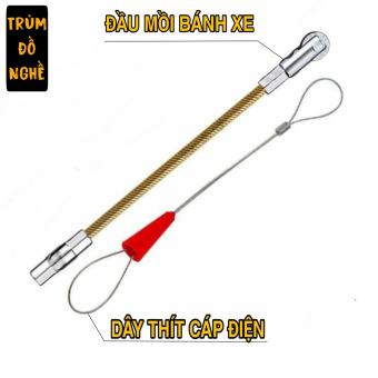 Đầu mồi bánh xe 3 lõi thép mồi luồn dây cáp điện và Dây thít cáp luồn ống gen điện