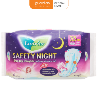 LAURIER SAFETY NIGHT BĂNG VỆ SINH ĐÊM SIÊU AN TOÀN 35CM 4 MIẾNG