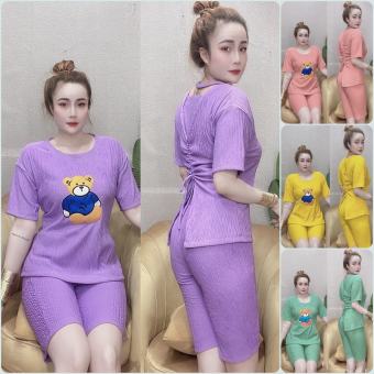 Đồ Bộ Lửng Dây Rút Vải Đũi Xốp Nhật Mềm Mại - Freesize Dưới 58kg - Đồ Bộ Mặc Nhà Xinh Xắn - Shop Nguyên Khánh Store