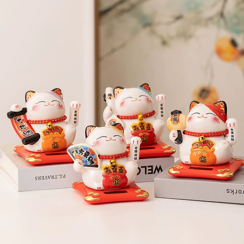 Lucky Cat Coin Bank - Ceramic Fengshui Decoration & Fortune Piggy
