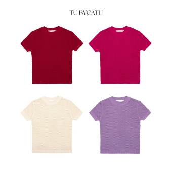 TUBYCATU | Áo len ren lỗ cổ tròn basic knit top nhiều màu