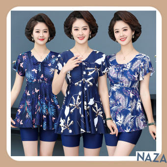 Đồ bơi nữ trung niên kín đáo đồ bơi cho người lớn tuổi phong cách Hàn Quốc trang nhã vải mềm mại