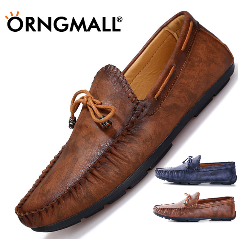 ORNGMALL Thường ngày Giày lười da nam mềm giày lái xe thoải mái người đàn ông Giày da đanh Slip-on Giày dáng thuyền Giày lười cho nam