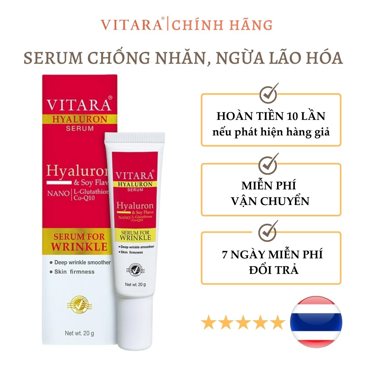 Serum trắng da Vitara Hyaluron chống lão hóa, xóa nếp nhăn, vết chân chim trán, má và vùng đuôi mắt 20g