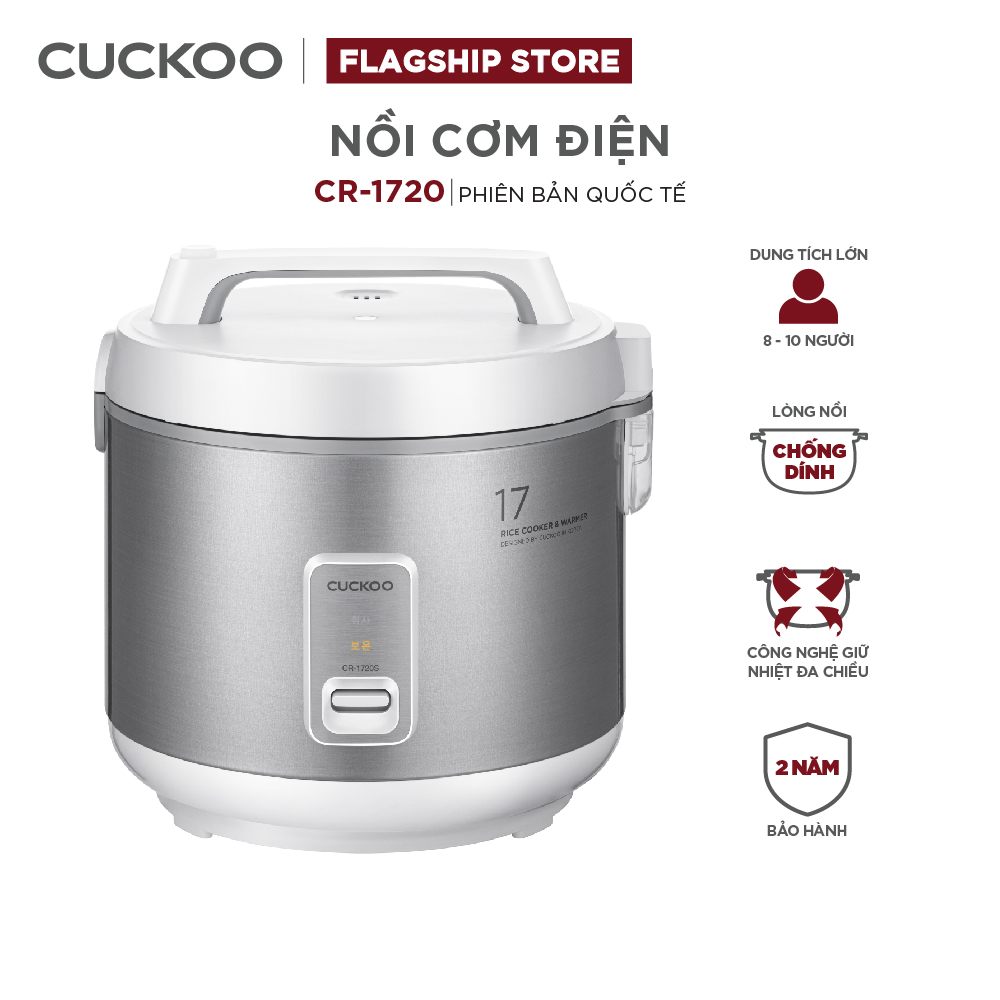 Nồi cơm điện Cuckoo 3 lít CR-1720 - Lòng nồi chống dính, thích hợp cho gia đình lớn và bếp ăn - Hàng chính hãng
