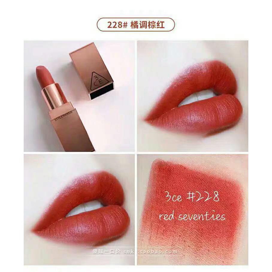 Son Thỏi 3CE Matte Lip Color Vỏ Vàng (226-227-228)