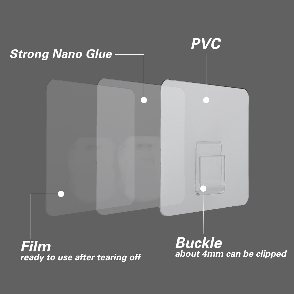 Yespery 10 cái móc treo đồ tự dính chắc chắn móc treo tường trong suốt có giác hút chịu lực lớn móc phòng tắm nhà bếp