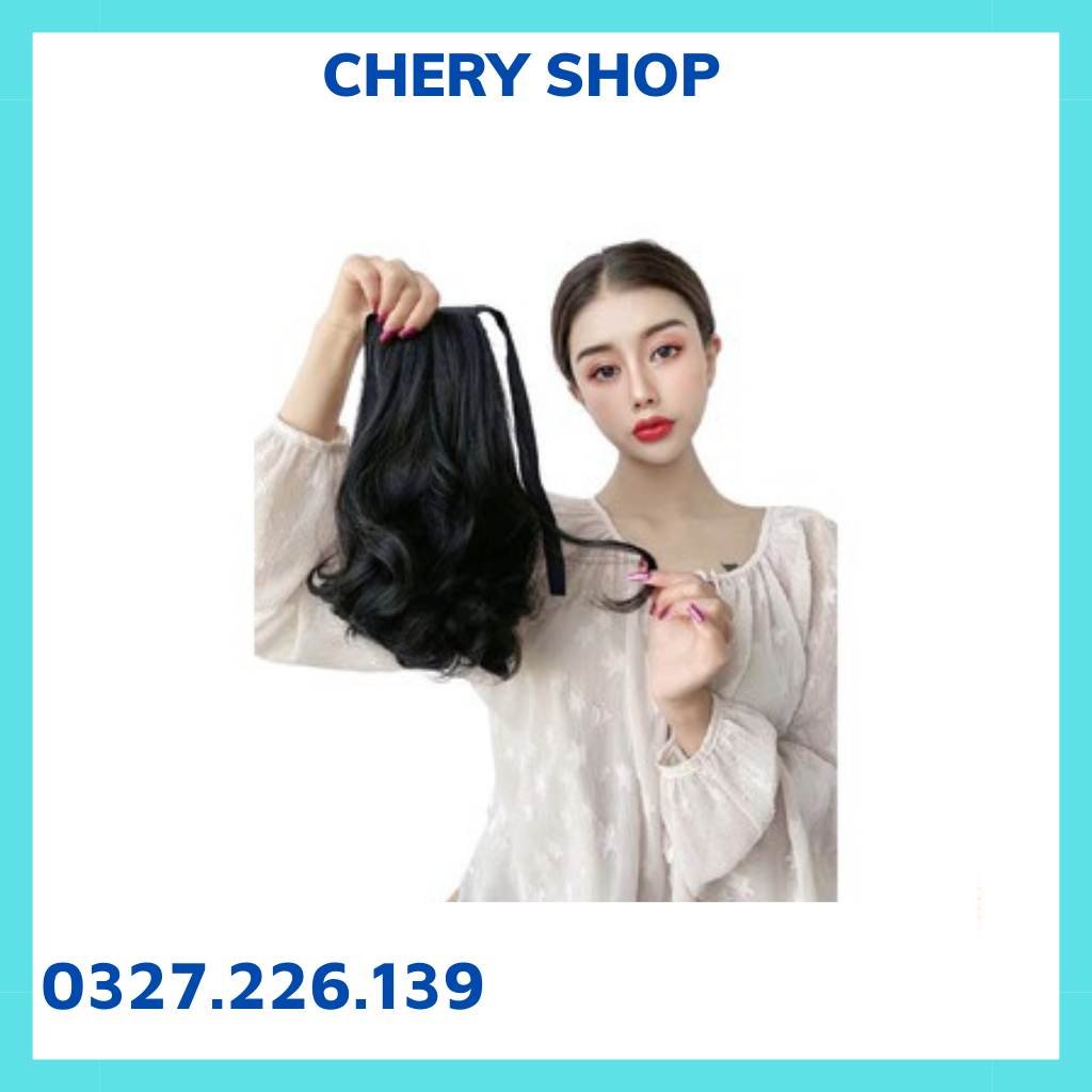 Tóc giả cột xoăn đuôi ngắn cao cấp dài 35cm mã DH16