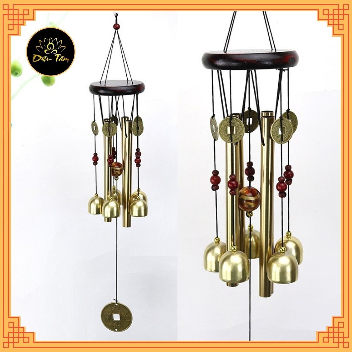 Chuông gió phong thuỷ treo cửa thanh kim loại trang trí