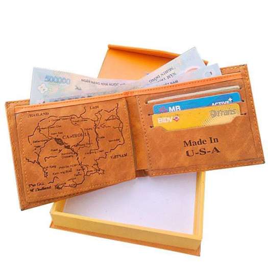 Ví nam, bóp da nam Trẻ Trung - Năng Động, 3 ngăn chính đựng tiền và nhiều nhiều ngăn nhỏ đựng giấy tờ ( Mẫu VNLEVIS 1 )