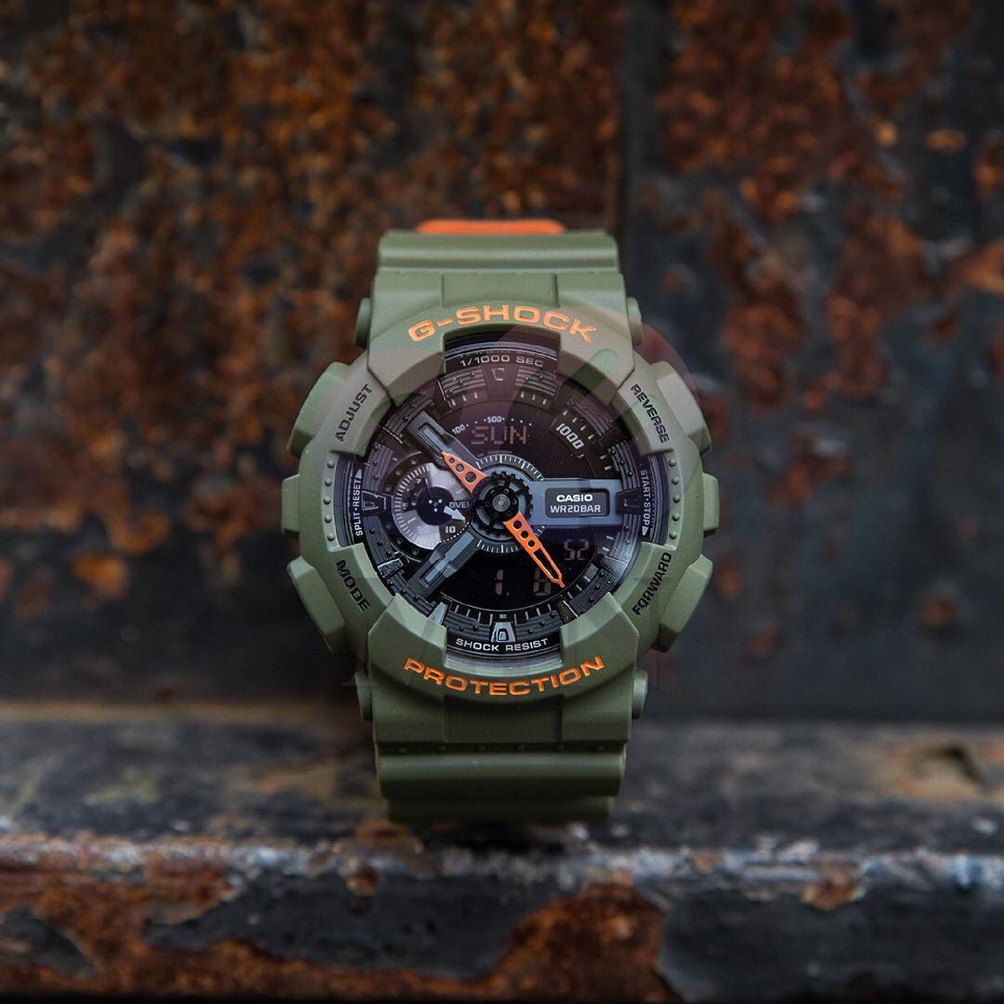 คำอธิบายเพิ่มเติมเกี่ยวกับ นาฬิกาข้อมือผู้ชาย G-SHOCK รุ่น GA-110LN-3A นาฬิกาข้อมือ นาฬิกาผู้ชาย นาฬิกากันน้ำ⌚