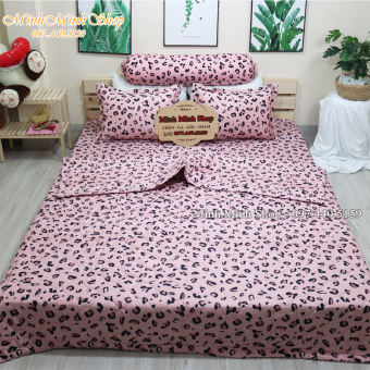 Sét 5 Món Chăn Hè Kèm Ga Gối Nhiều Kích Thước Ga, Bộ 5 Món Chăn Hè Mẫu Báo Hồng (được chọn mẫu)