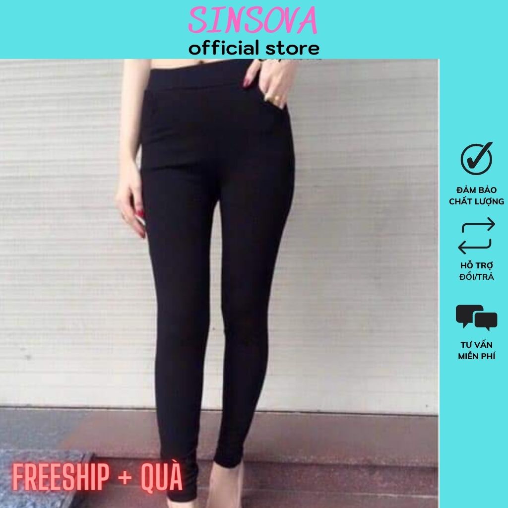 Quần legging nữ dài 4 túi chất cotton dày loại 1 co giãn 4 chiều