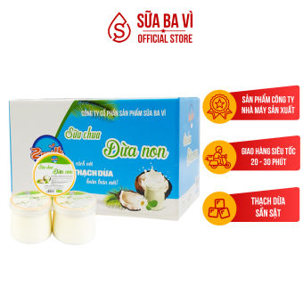 Sữa Chua Dừa Non Ba Vì - Thùng 12 Hũ