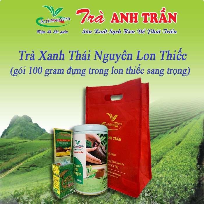 Trà xanh Thái Nguyên, lon thiếc 100g