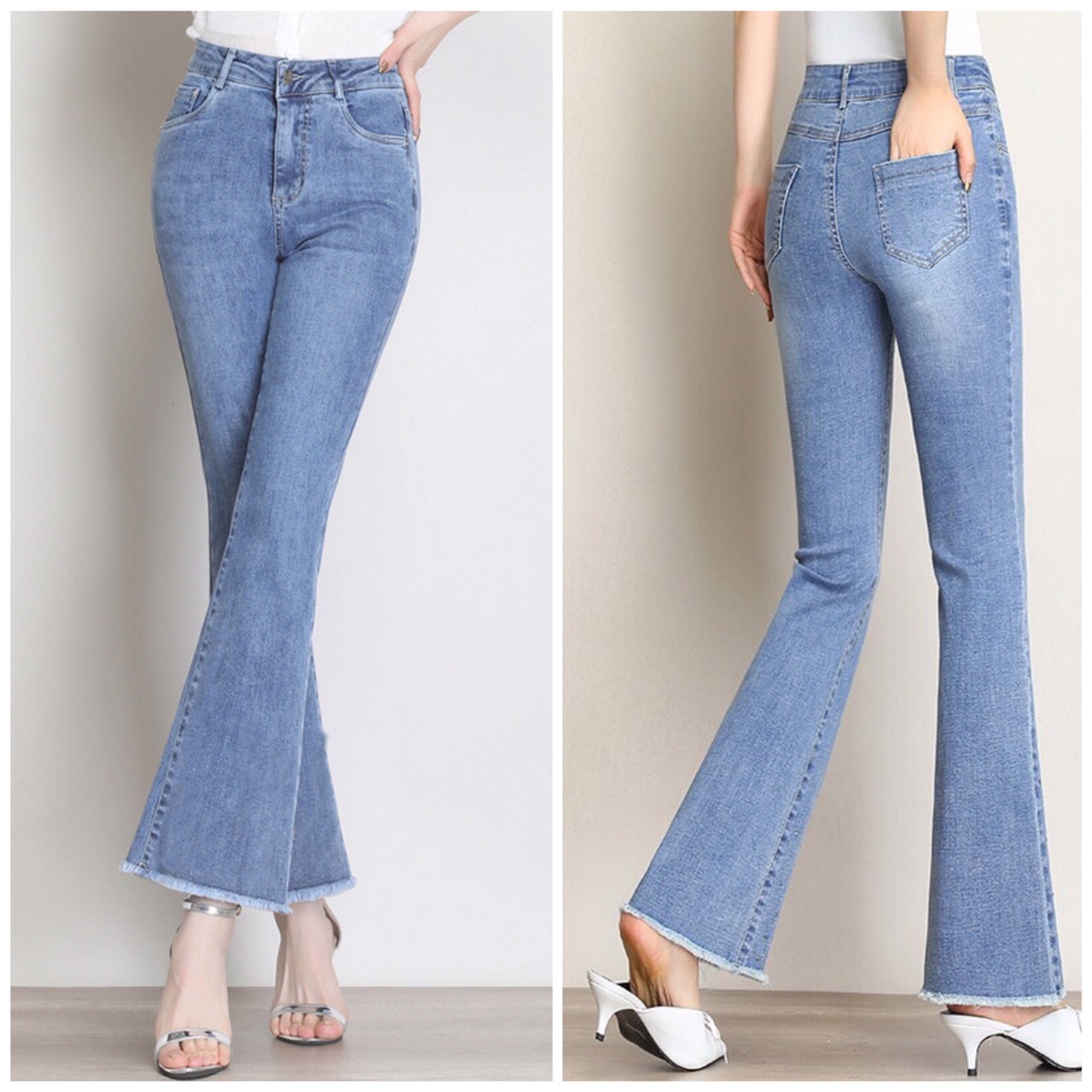 [FreeshipMAX] [HCM]Quần Jeans Nữ Ống Bass Co Giãn Mạnh,Quần Jean Nữ Ống Loe