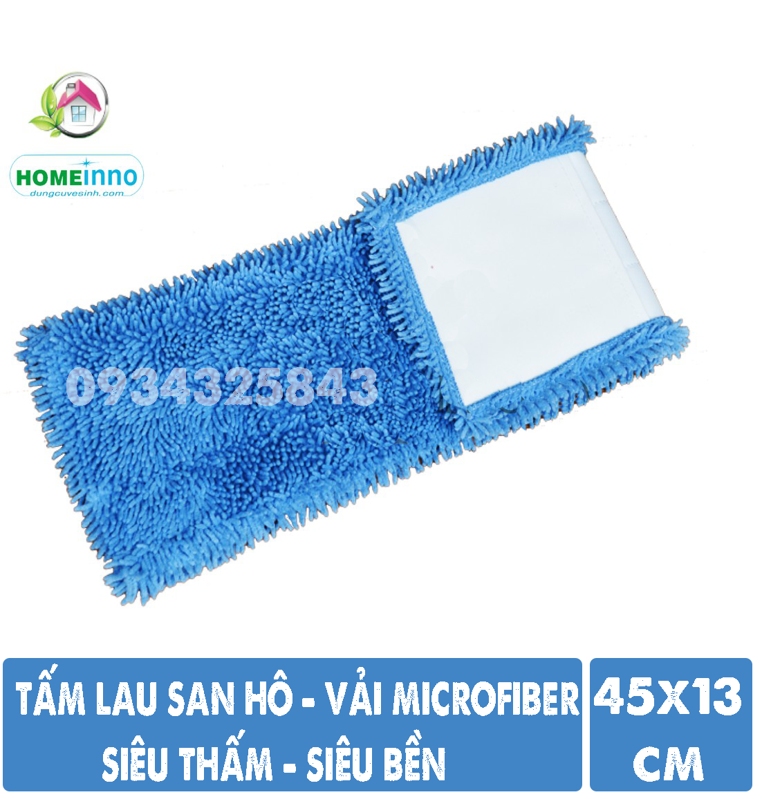 Tấm lau nhà san hô cao cấp Home Inno siêu thấm - 45x13cm - vải microfiber