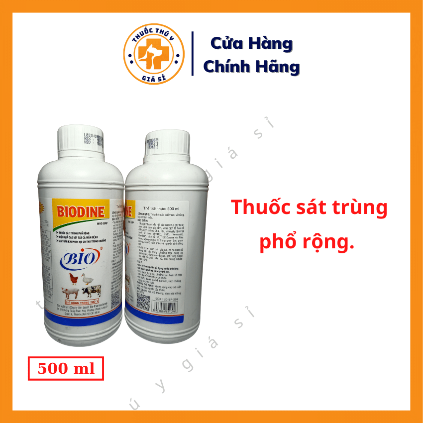 "hoàn tiền đến 10%" bio dine 500ml - dùng cho sát trùng phổ rộng, hiệu quả cao với tất cả mầm bệnh, an toàn khi phun xịt có thú trong chuồng - thú y giá sỉ