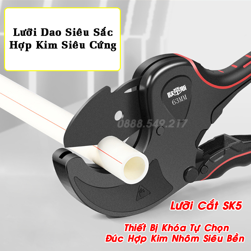 Kéo Cắt Ống Nhựa Lưỡi Hợp Kim Siêu Bền - Kéo Cắt Ống Nước Đa Năng Đủ Kích Thước Từ 32 - 75MM