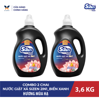 Bộ 2 Chai Nước Giặt Xả SIZEN 2in1 3.6KG_Biển Xanh - Không Phai Màu Quần Áo