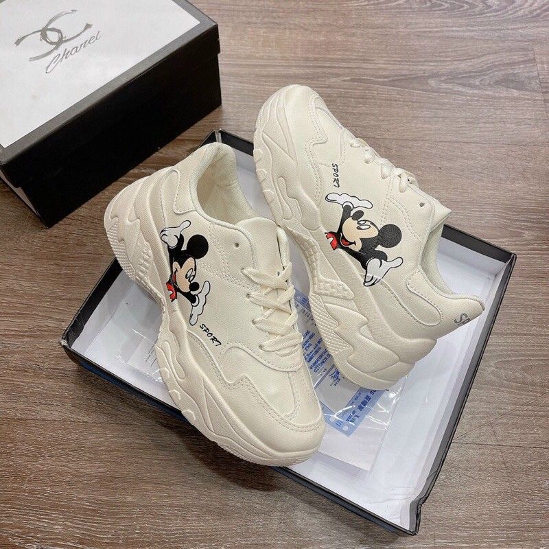 Giày nữ 👟 giày thể thao chuột mickey giày trắng đế 5 phân êm nhẹ phù hợp đi du lịch, chơi, thể thao, thể dục...
