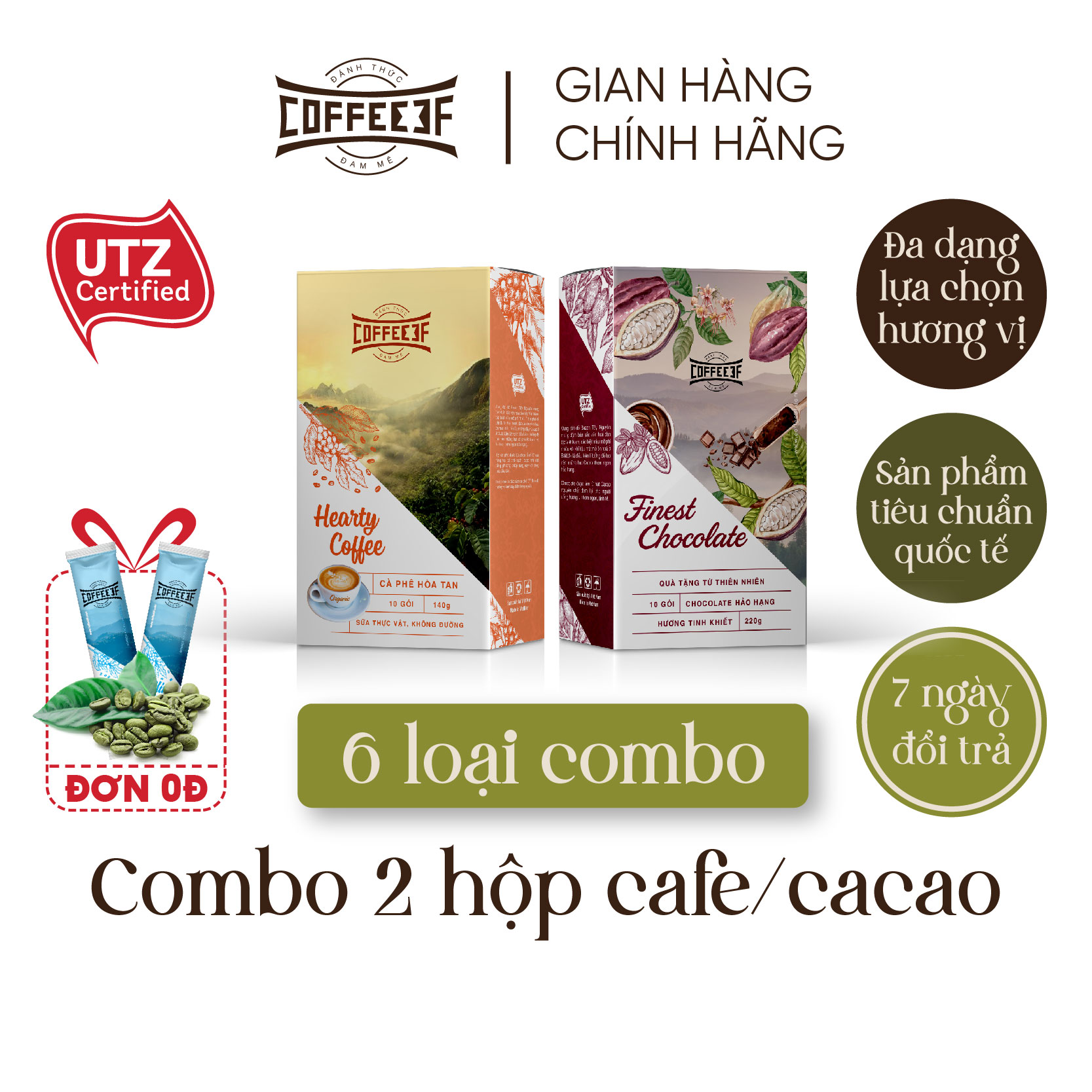 Combo sale thả ga - 2 hộp cà phê hoà tan coffee3f