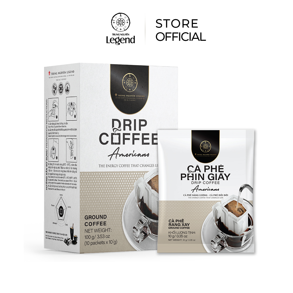 Cà phê rang xay phin giấy – americano