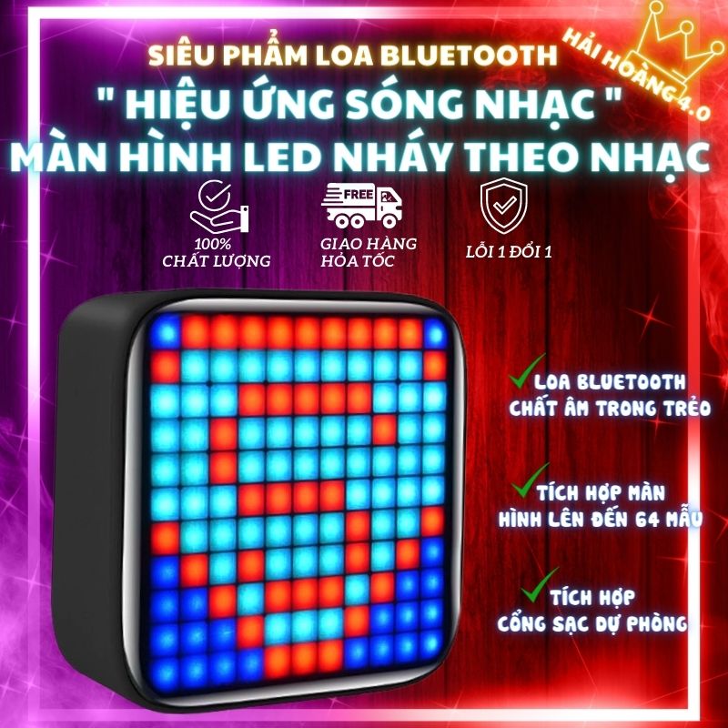 Loa bluetooth mini dễ thương giá rẻ divoom hiệu ứng đèn led theo nhạc full màn hình thiết kế đẹp mắt