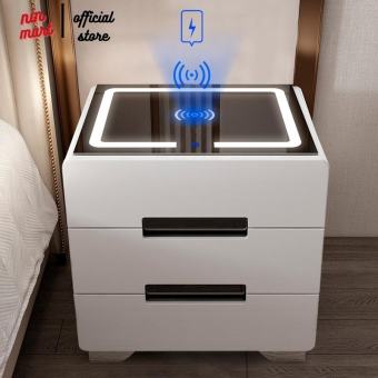 Tủ Đầu Giường, Táp Đầu Giường Thông Minh Có Sạc Điện Thoại Không Dây, Đèn Led 3 Chế Độ Cảm Ứng